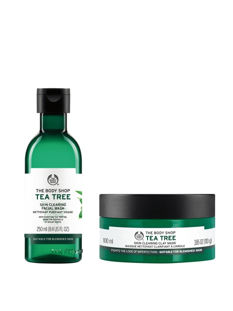 

THE BODY SHOP Set Of Tea Tree Skin Clearing Clay Mask & Face Wash, White