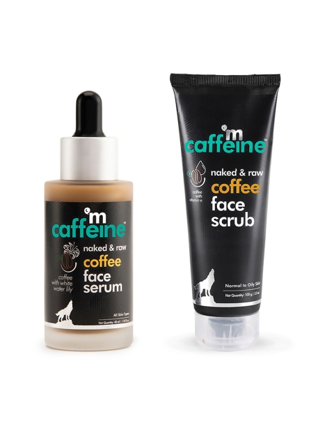 

MCaffeine Set Of Naked & Raw Coffee Face Serum & Face Scrub, Brown