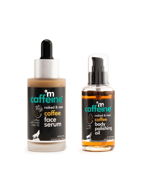 

MCaffeine Set Of Naked & Raw Coffee Face Serum & Body Polishing Oil, Brown
