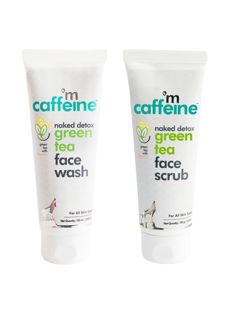 

MCaffeine Set Of Naked Green Tea Face Wash & Face Scrub, White