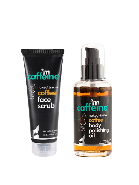 

MCaffeine Set Of Naked & Raw Coffee Body Polishing Oil & Face Scrub, Black