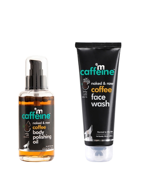 

MCaffeine Naked & Raw Coffee Body Polishing Oil & Face Wash, Black