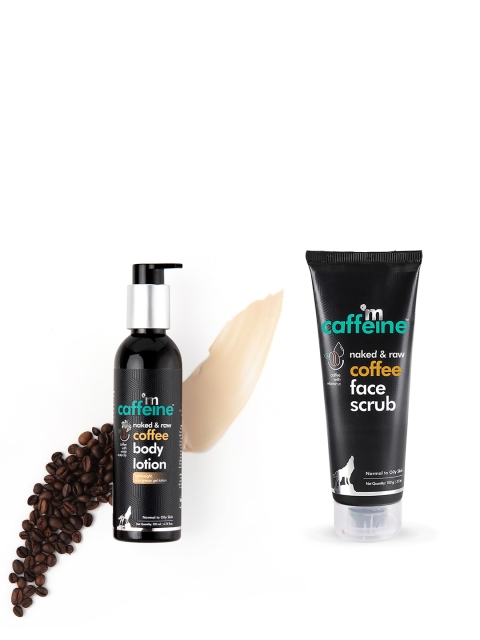 

MCaffeine Set Of Naked & Raw Coffee Face Scrub & Body Lotion, Black