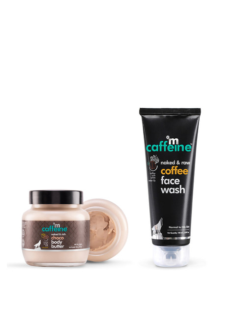 

MCaffeine Set Of Naked & Rich Choco Body Butter & Naked & Raw Coffee Face Wash, Brown