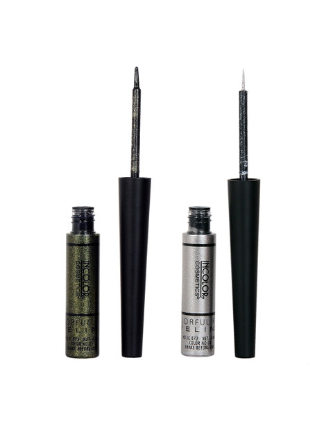 

INCOLOR Set of Glazed Green & Silver Sparkle Kajal and Eyeliners