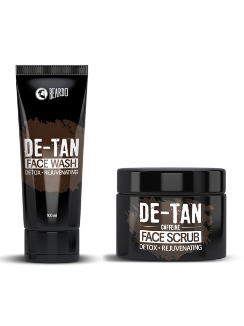

BEARDO Men Set of De-Tan Face Wash & Caffeine De-Tan Face Scrub, Black