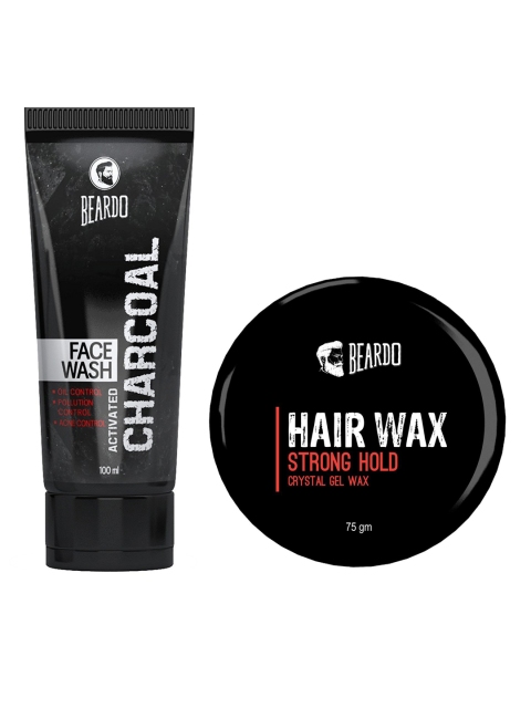 

BEARDO Men Set of Gel Hair Wax & Activated Charcoal Face Wash, Black