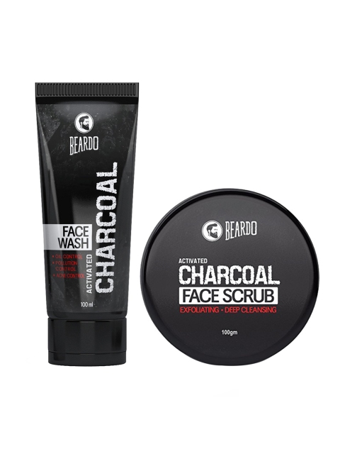 

BEARDO Men Set of Activated Charcoal Face Scrub & Face Wash, Black