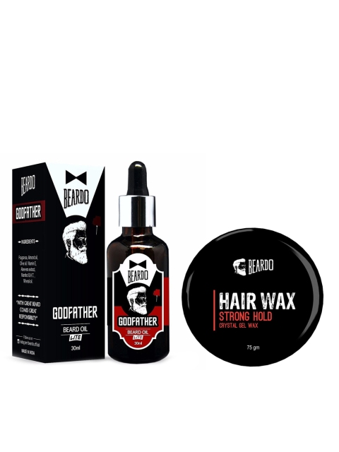 

BEARDO Men Set of Godfather Lite Beard Oil & Gel Hair Wax, Black