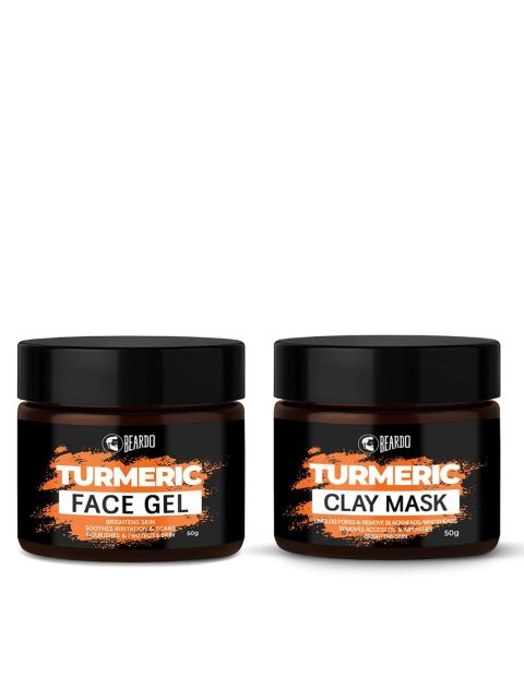 

BEARDO Men Set of Turmeric Clay Mask & Face Gel, Black