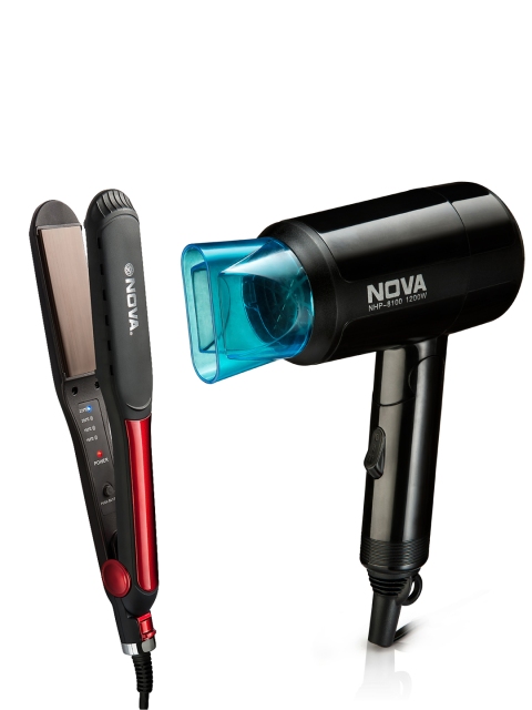 

NOVA Set of NHS-982/00 Hair Straightener & NHP 8105 Hair Dryer, Black