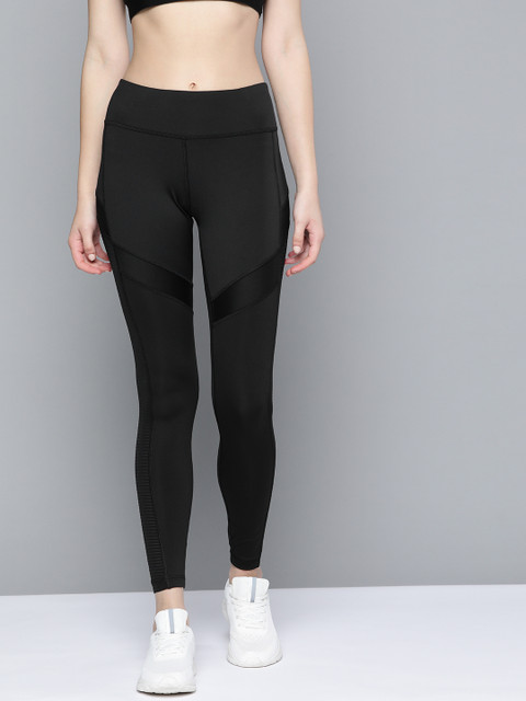 

Reebok Women Black Workout Mesh Solid Training Tights
