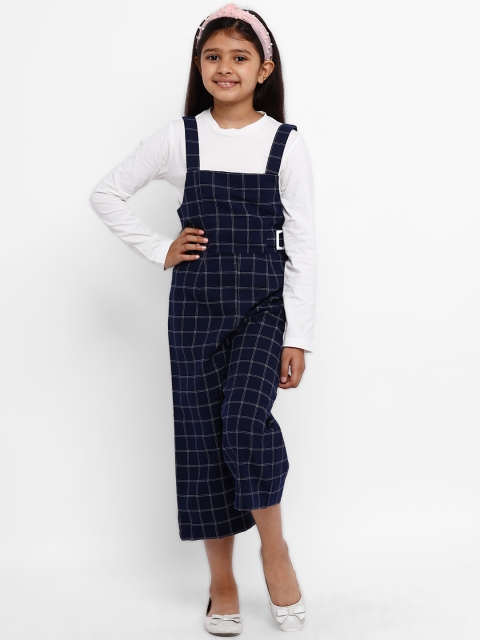 

Nauti Nati Girls Navy Blue & White Solid Top With Dungaree