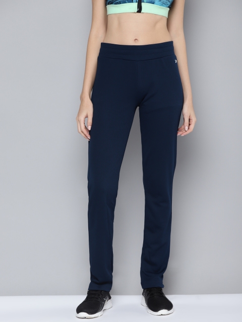 

Reebok Women Pure Cotton Navy Blue Solid Pace Training Knitted Trackpants