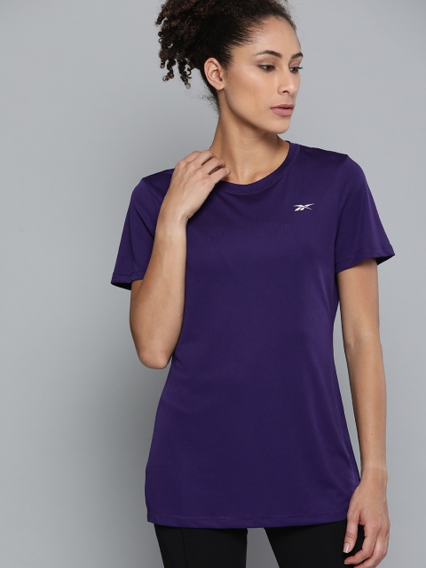 

Reebok Women Purple Solid Training Essentials T-shirt