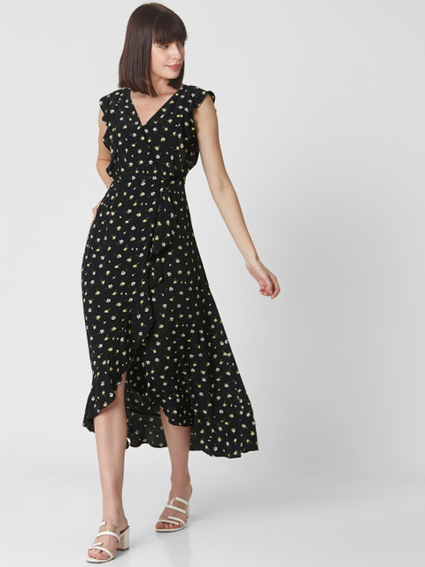 

Vero Moda Women Black Printed A-Line Dress