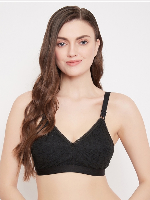 

Klassik Black Self Design Non-Wired Non Padded Everyday Bra KLBLKCF3
