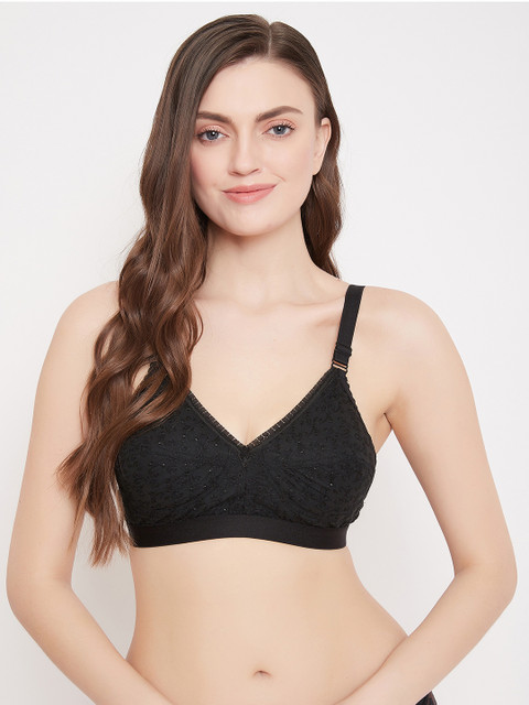 

Klassik Black Self Design Non-Wired Non Padded Everyday Bra KLBLKCF1