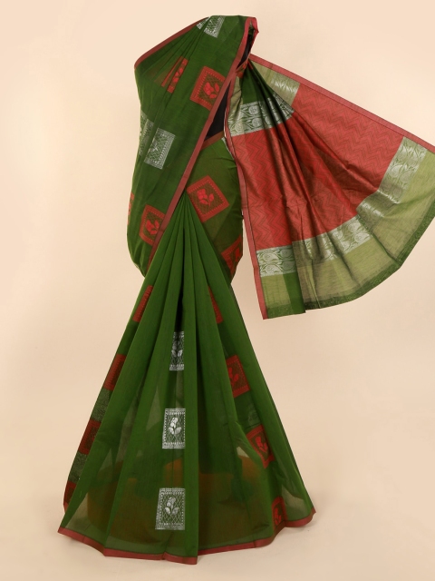 

Pothys Green Printed Silk Cotton Saree