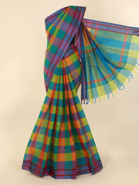 

Pothys Multicoloured Checked Pure Silk Saree, Multi