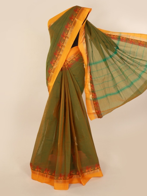 

Pothys Green & Yellow Pure Silk Colourblocked Saree