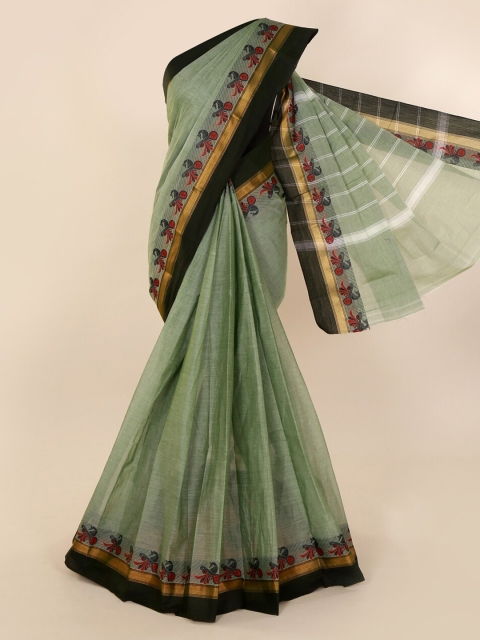 

Pothys Green Solid Pure Silk Saree