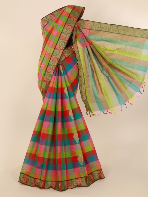 

Pothys Multicoloured Checked Pure Silk Saree, Multi
