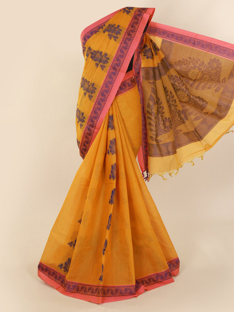 

Pothys Yellow Printed Pure Silk Saree