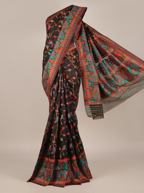 

Pothys Black Printed Jute Silk Saree