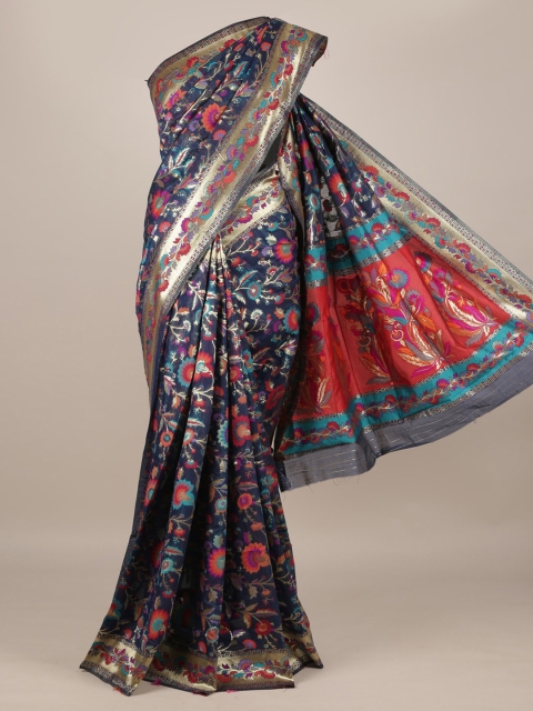 

Pothys Navy Blue Woven Design Jute Silk Saree