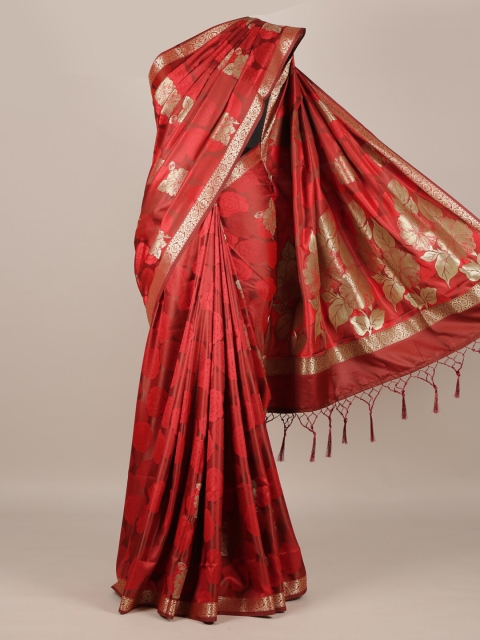 

Pothys Red Printed Jute Silk Saree