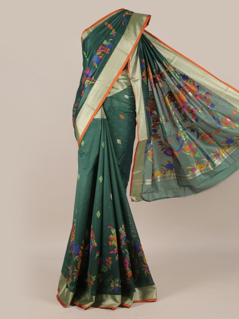 

Pothys Green Woven Design Jute Silk Saree