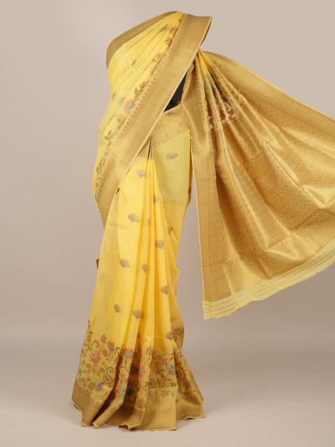 

Pothys Yellow Woven Design Jute Silk Saree