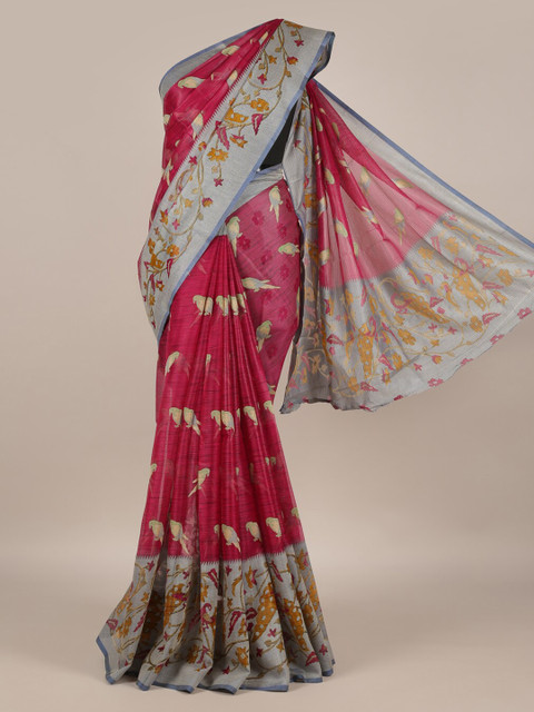 

Pothys Magenta Woven Design Jute Silk Saree