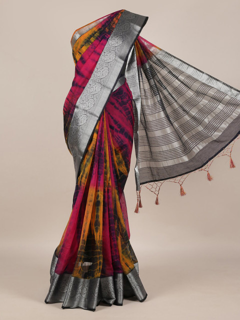 

Pothys Pink Printed Linen Blend Saree