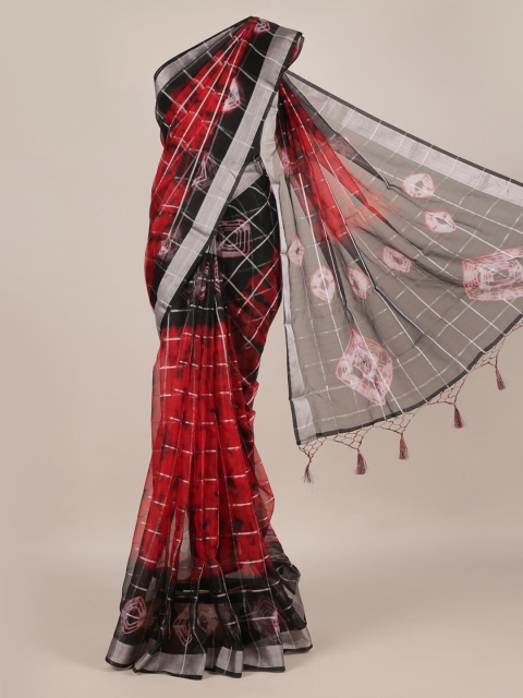

Pothys Red Checked Linen Blend Saree