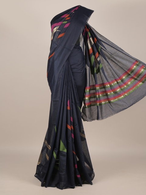 

Pothys Navy Blue Geometric Print Saree