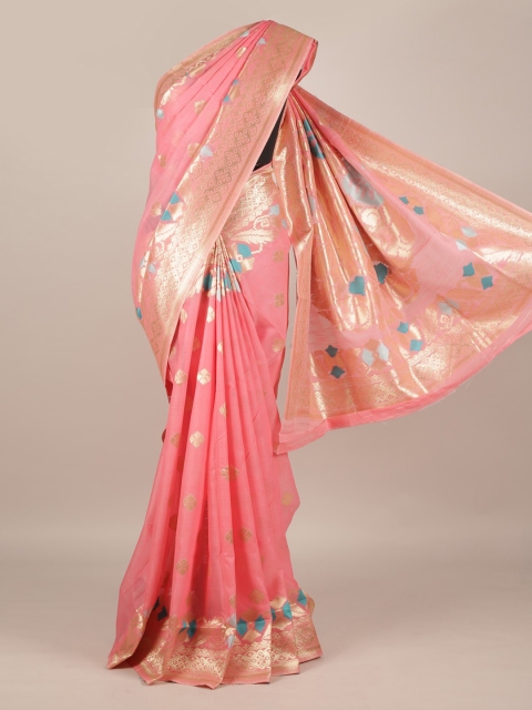 

Pothys Pink Woven Design Jute Silk Saree