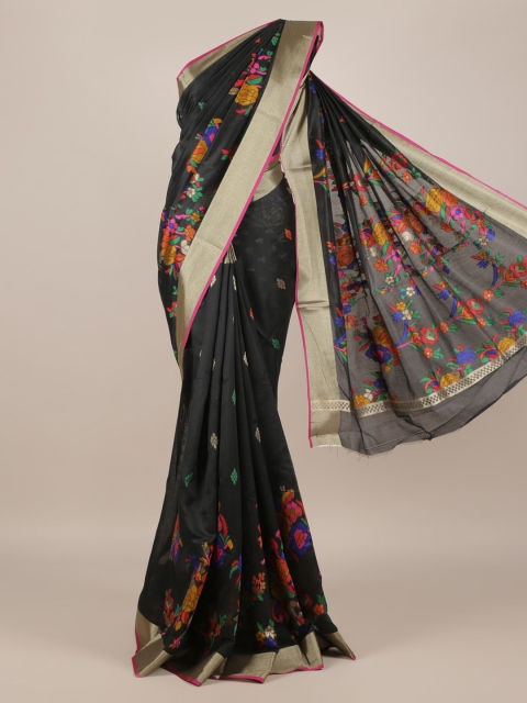 

Pothys Black Woven Design Jute Silk Saree