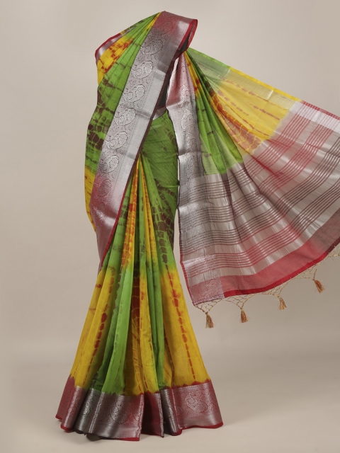 

Pothys Multicoloured Printed Linen Blend Saree, Multi