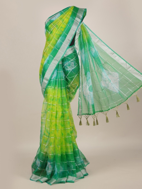 

Pothys Green Dyed Linen Blend Saree