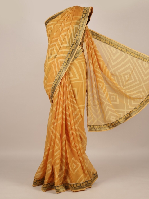 

Pothys Mustard Yellow Woven Design Poly Georgette Saree