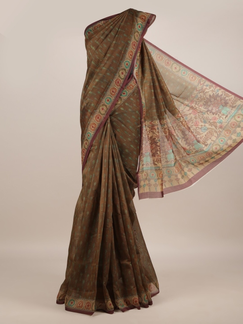 

Pothys Green & Brown Jute Silk Colourblocked Banarasi Saree