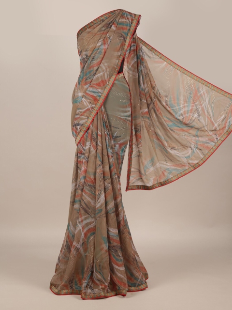 

Pothys Grey Printed Poly Georgette Saree