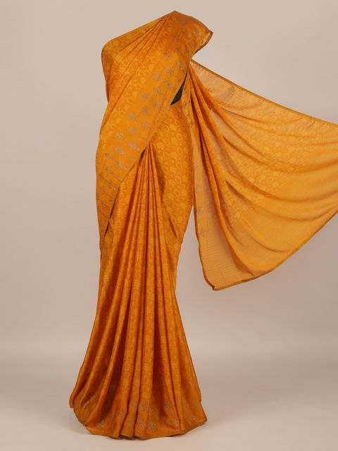 

Pothys Mustard Printed Poly Georgette Saree