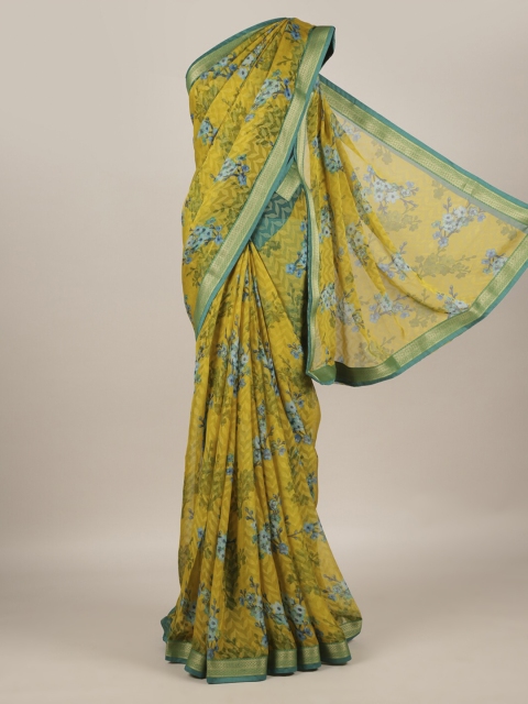 

Pothys Olive Green & Blue Poly Georgette Printed Saree