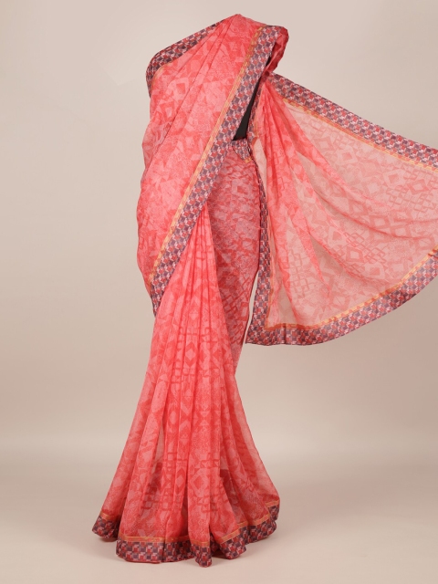 

Pothys Pink Printed Poly Georgette Saree