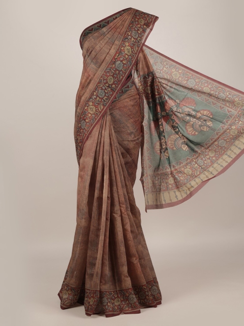 

Pothys Brown Printed Jute Silk Saree