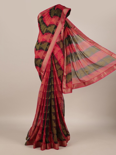 

Pothys Magenta & Green Poly Georgette Printed Saree