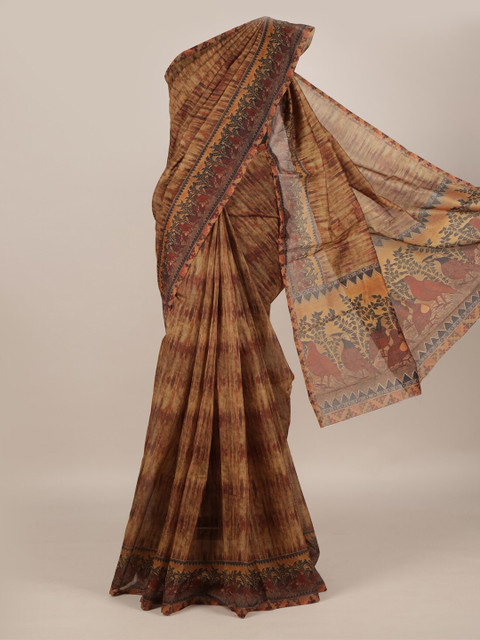 

Pothys Brown Printed Jute Silk Saree
